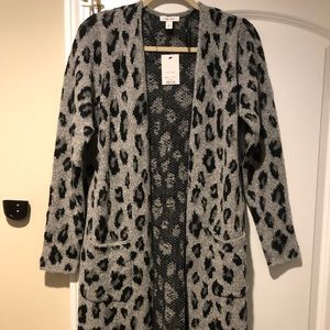 Animal print brand new long sweater cardigian